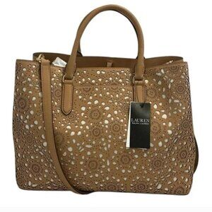 Ralph Lauren Tan Cutout Tote Bag